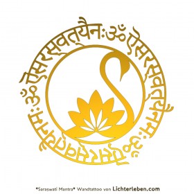 Sarasvati Mantra Wandtattoo